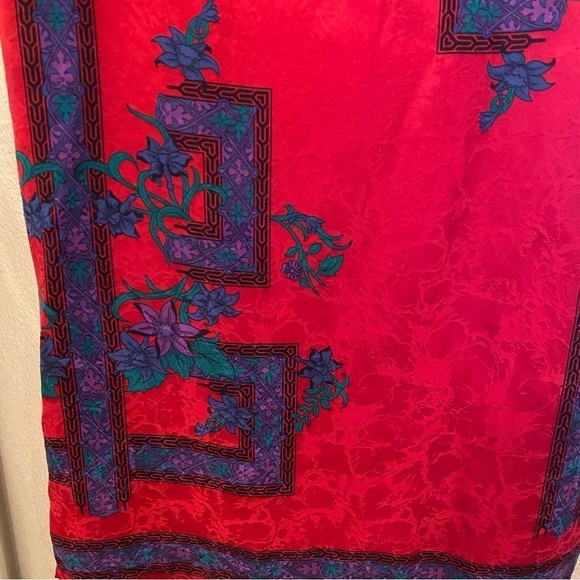 Vtg ANNE CRIMMINS For Umi Collections Women Red Floral 100% Silk Skirt Size 10 - Picture 7 of 8